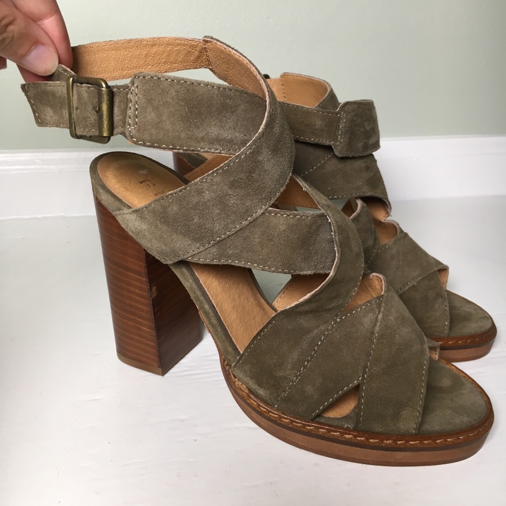 Firth Suede Ankle Strap Stacked Heels